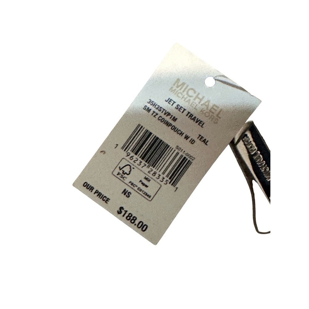 New with tags $188 Michael Kors Metallic Blue Leather Pouch Zipper Key Ring - Picture 14 of 15